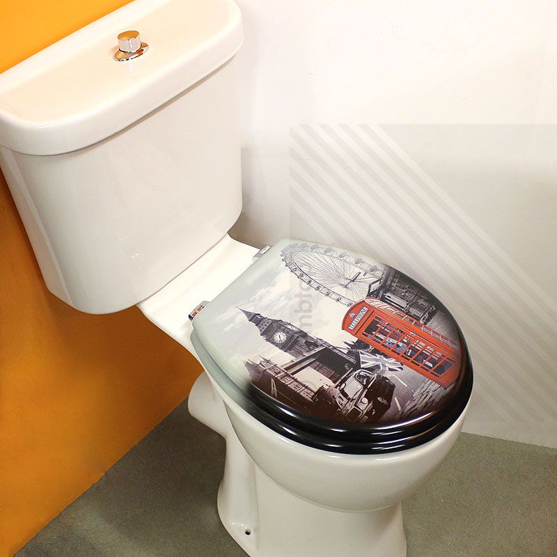 MDF Pattern Print Novelty Themed Toilet Seat Chrome Metal Bottom Fixing